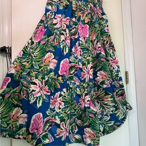 Dress Forum A-Line Skirt with Blue and Pink Floral Design